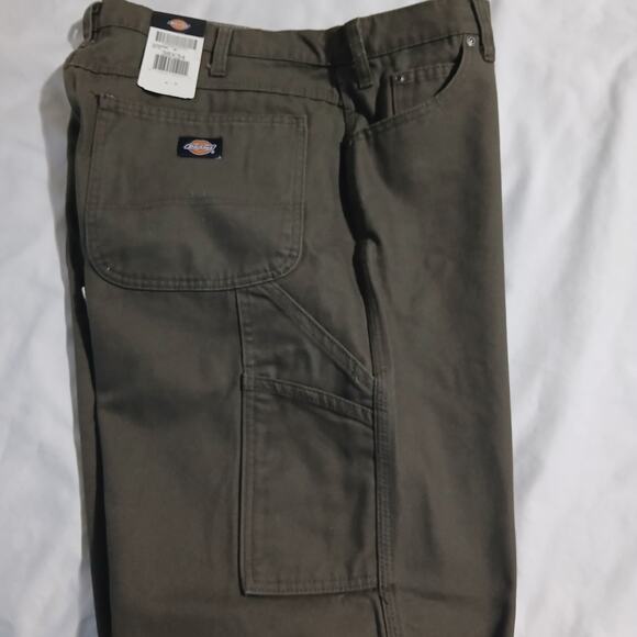 NWT DICKIES 38x34 Men's Olive Relaxed Fit Canvas Carpenter Pants 100% Cotton - Picture 1 of 13